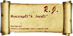 Rusznyák Jenő névjegykártya