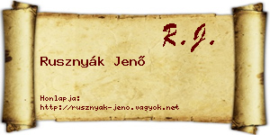 Rusznyák Jenő névjegykártya